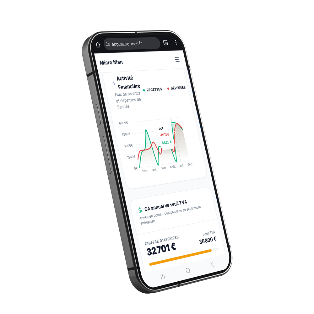 Application mobile Micro Man — gestion micro-entreprise et facturation électronique sur smartphone